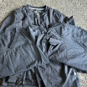 2 Cherokee scrub tops with jacket